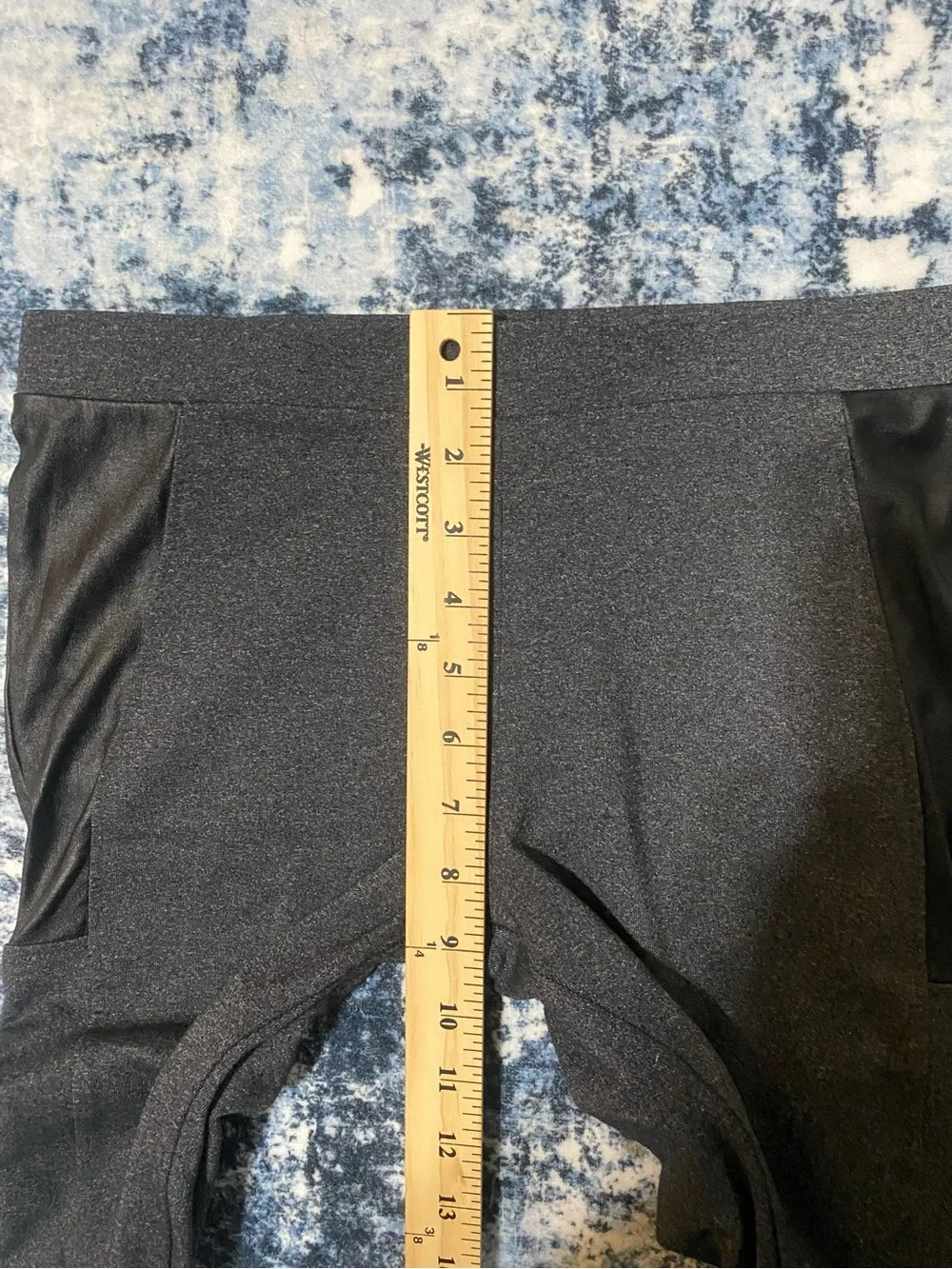 David Lerner Faux Leather Accent Leggings Womens Medium Charcoal Black